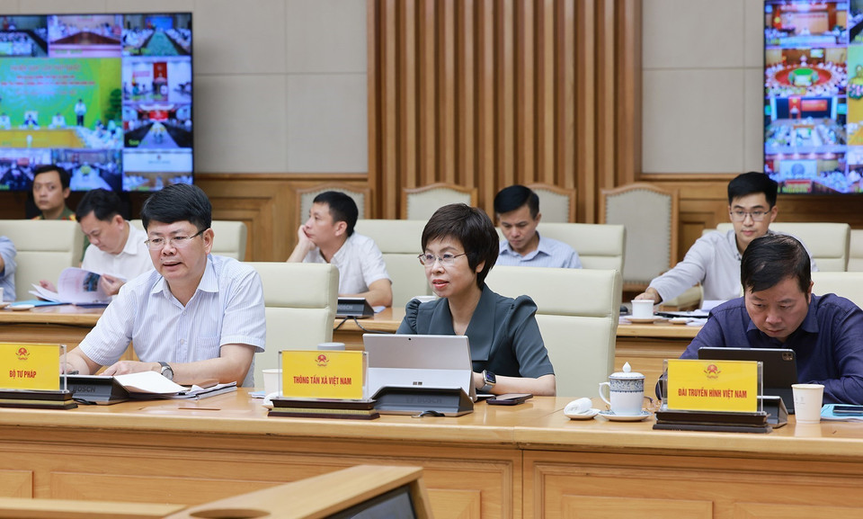 Các thành viên Ban Chỉ đạo Phòng thủ dân sự quốc gia tham dự phiên họp. (Ảnh: Dương Giang/TTXVN)