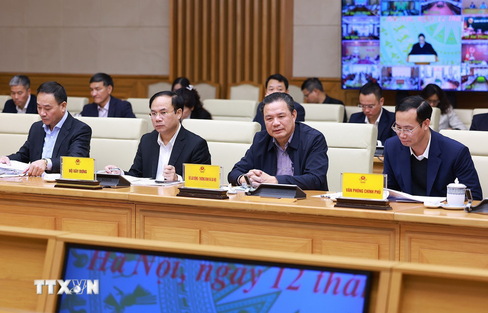 Đại diện các bộ, ngành tham dự phiên họp của Ban Chỉ đạo Trung ương triển khai xóa nhà tạm, nhà dột nát. (Ảnh: Dương Giang/TTXVN)