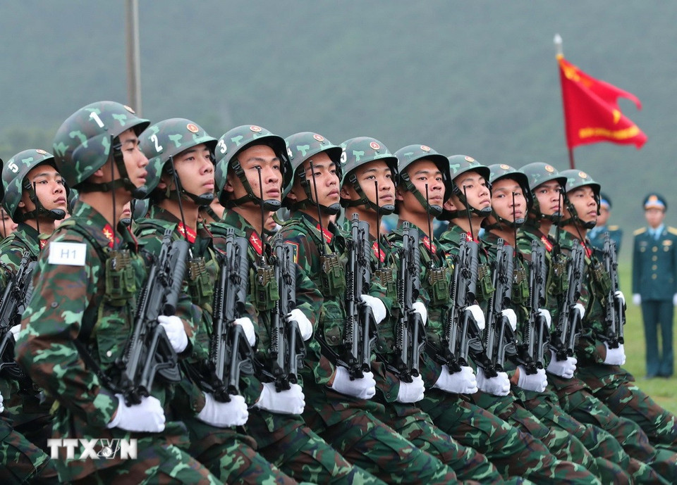 Khối Bộ đội Đặc công tham gia hợp luyện. (Ảnh: Trọng Đức/TTXVN)