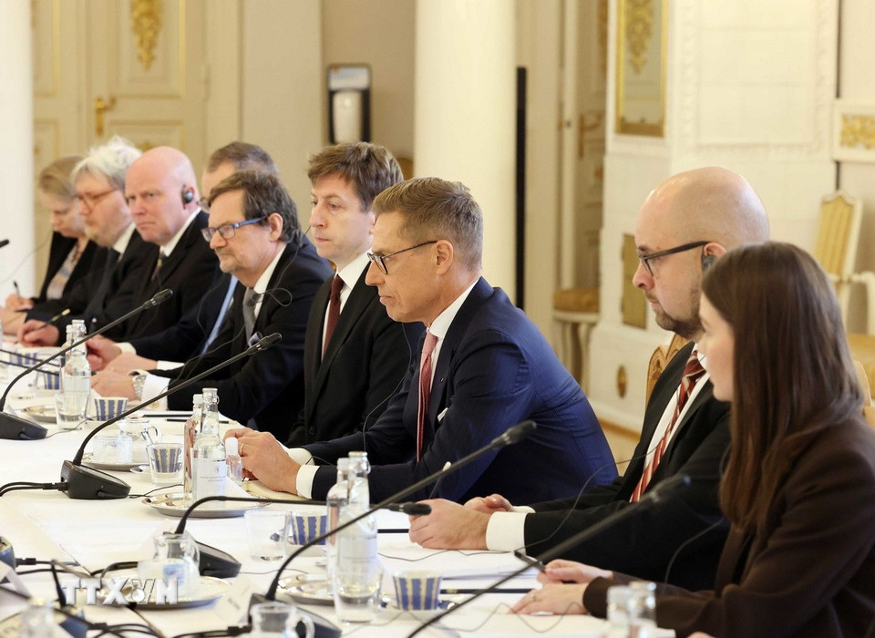 Tổng thống Cộng hòa Phần Lan Alexander Stubb tại buổi hội đàm. (Ảnh: Thống Nhất/TTXVN)