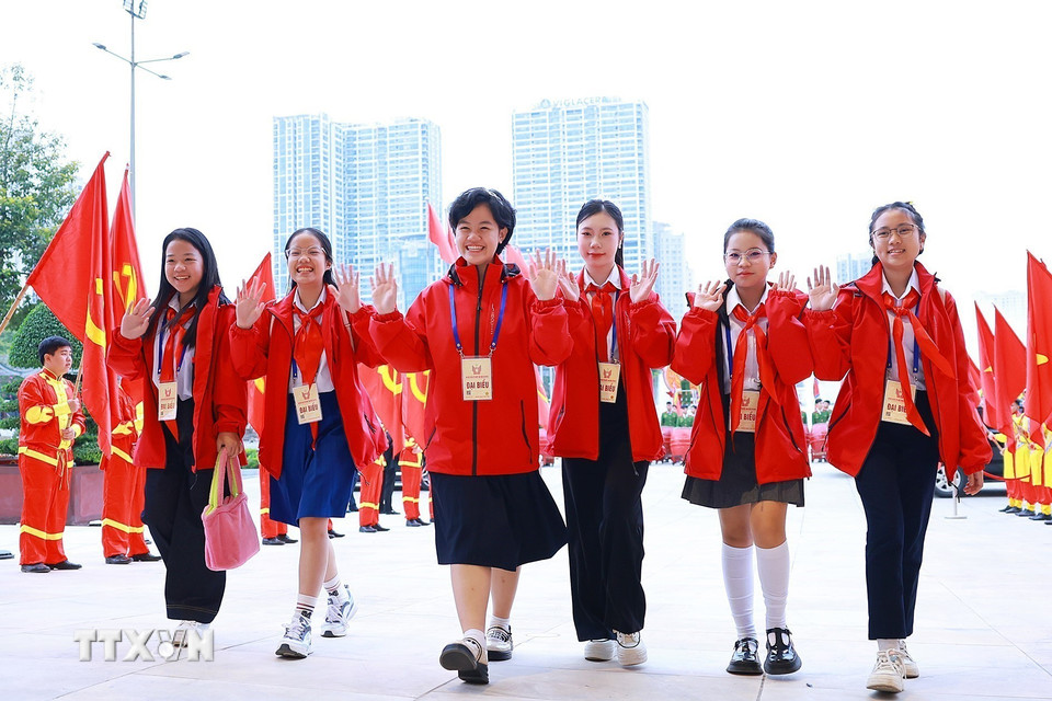 Các đại biểu đến dự Đại hội Thi đua yêu nước toàn quốc lần thứ XI. (Ảnh: Dương Giang/TTXVN)