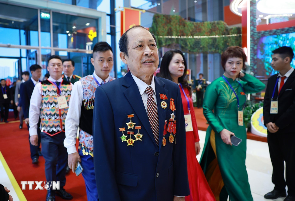 Các đại biểu đến dự Đại hội Thi đua yêu nước toàn quốc lần thứ XI. (Ảnh: Dương Giang/TTXVN)