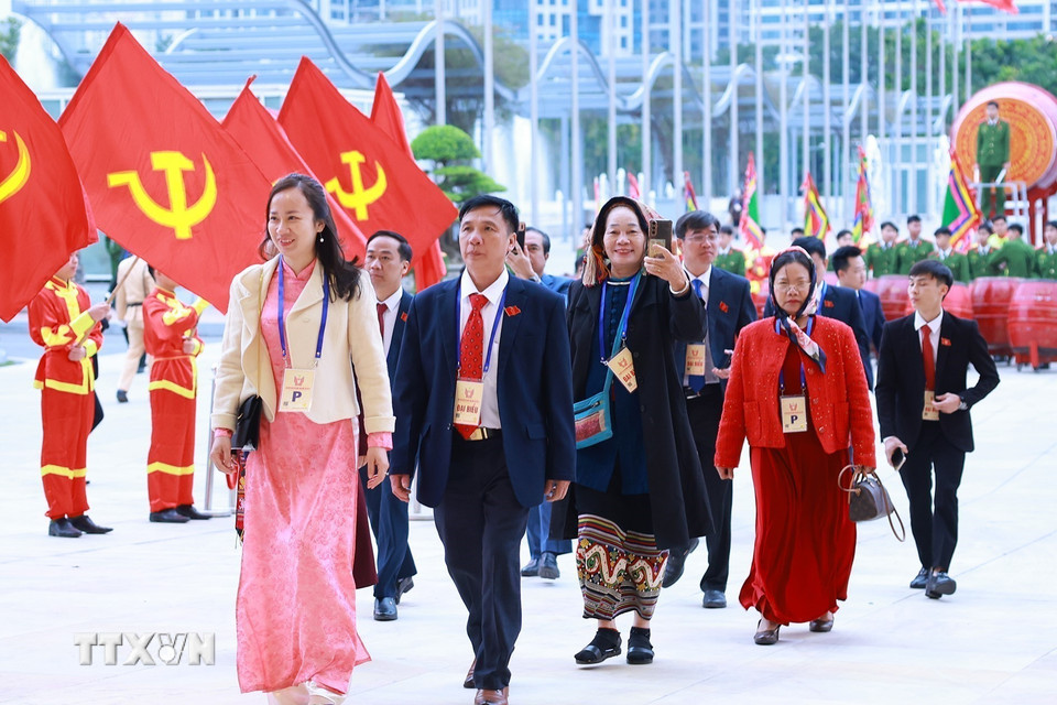 Các đại biểu đến dự Đại hội Thi đua yêu nước lần thứ XI. (Ảnh: Dương Giang/TTXVN)