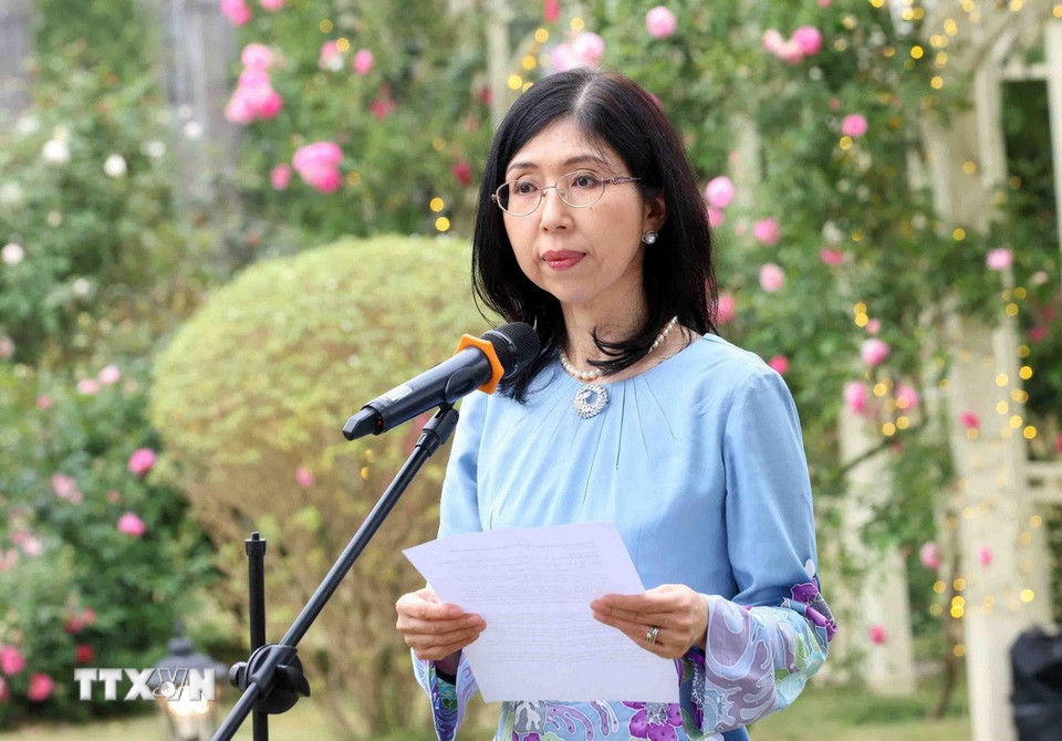 Phu nhân Đại sứ Malaysia Datin Akiko Morioka Tan phát biểu. (Ảnh: Phạm Kiên/TTXVN)