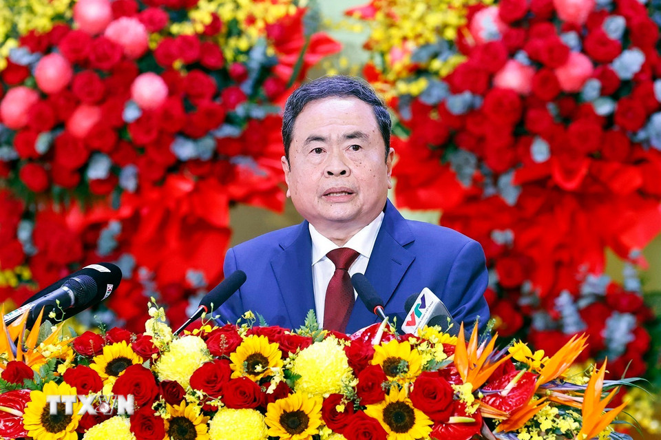 Chủ tịch Quốc hội Trần Thanh Mẫn phát biểu chỉ đạo Đại hội. (Ảnh: Doãn Tấn/TTXVN)