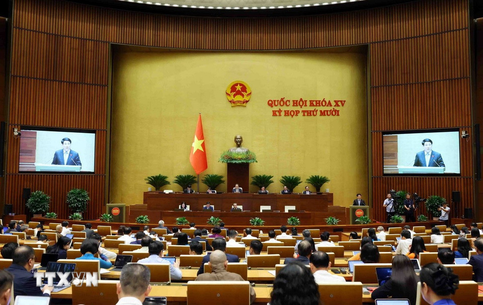 Chủ tịch nước Lương Cường trình bày Báo cáo tổng kết công tác nhiệm kỳ 2021-2026 của Chủ tịch nước. (Ảnh: Phạm Kiên/TTXVN)