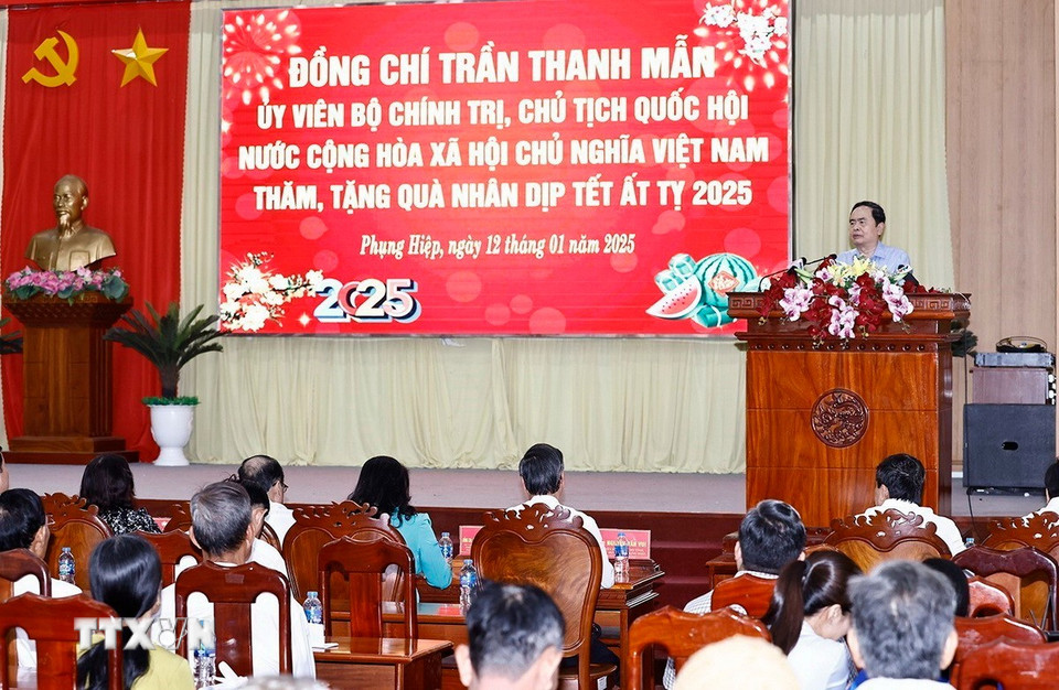 Chủ tịch Quốc hội Trần Thanh Mẫn phát biểu. (Ảnh: Doãn Tấn/TTXVN)