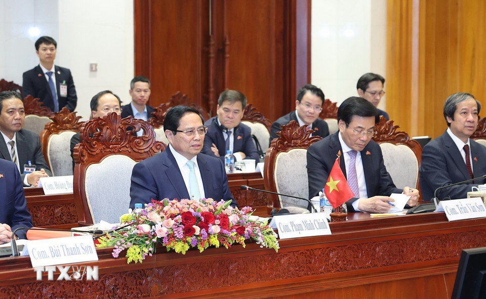 Thủ tướng Phạm Minh Chính phát biểu. (Ảnh: Dương Giang/TTXVN)