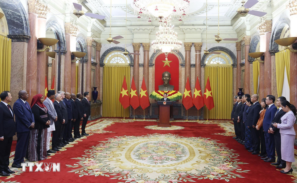 Chủ tịch nước Lương Cường phát biểu. (Ảnh: Lâm Khánh/TTXVN)