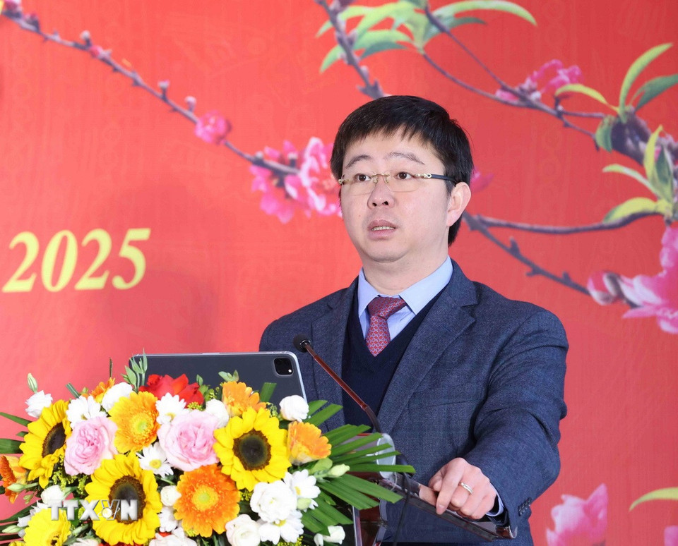 Thứ trưởng Bộ Thông tin và Truyền thông Bùi Hoàng Phương phát biểu tại hội nghị. (Ảnh: Phương Hoa/TTXVN)