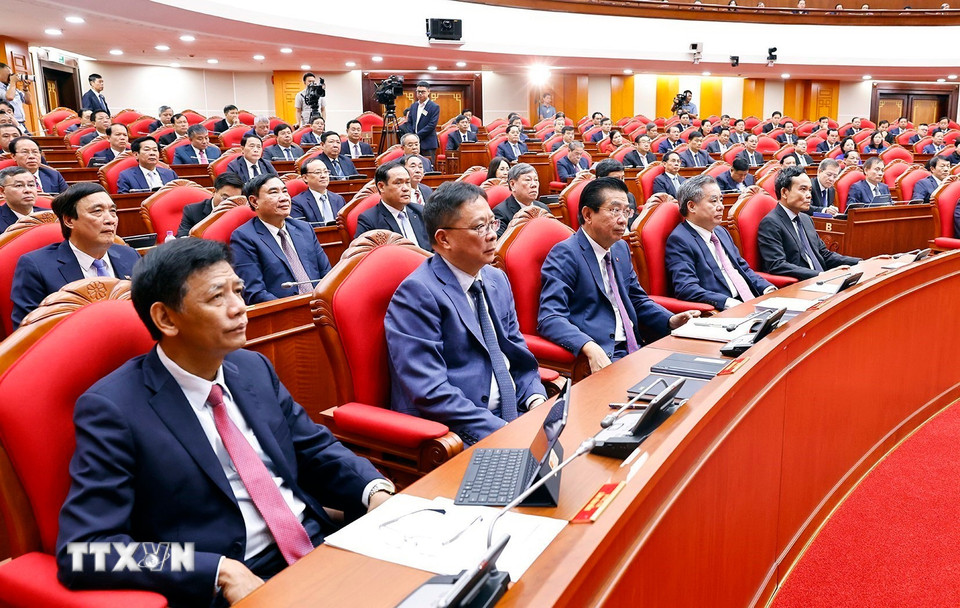 Các đại biểu tham dự phiên bế mạc Hội nghị lần thứ 13 Ban Chấp hành Trung ương Đảng khóa XIII. (Ảnh: Doãn Tấn/TTXVN)