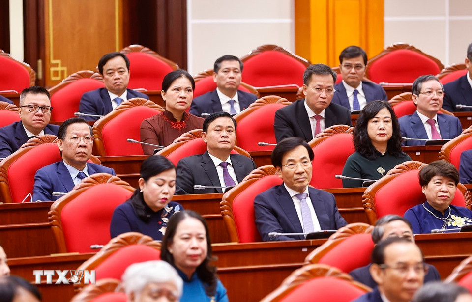 Các đại biểu tham dự phiên bế mạc Hội nghị lần thứ 13 Ban Chấp hành Trung ương Đảng khóa XIII. (Ảnh: Doãn Tấn/TTXVN)