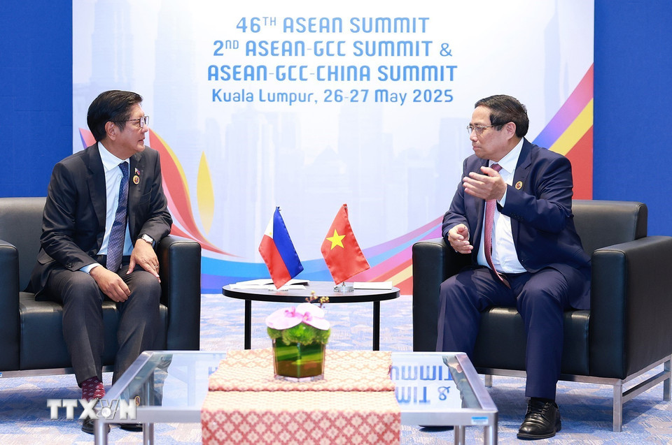 Thủ tướng Phạm Minh Chính gặp Tổng thống Philippines Ferdinand Marcos Jr.. (Ảnh: Dương Giang/TTXVN)