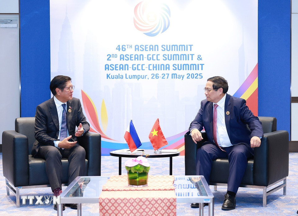 Thủ tướng Phạm Minh Chính gặp Tổng thống Philippines Ferdinand Marcos Jr.. (Ảnh: Dương Giang/TTXVN)