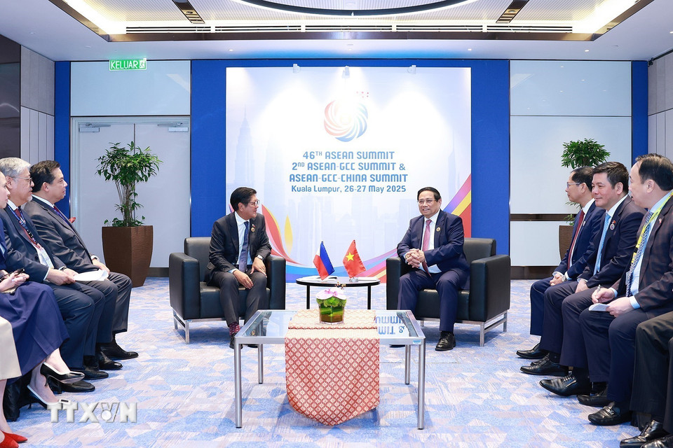 Thủ tướng Phạm Minh Chính gặp Tổng thống Philippines Ferdinand Marcos Jr.. (Ảnh: Dương Giang/TTXVN)