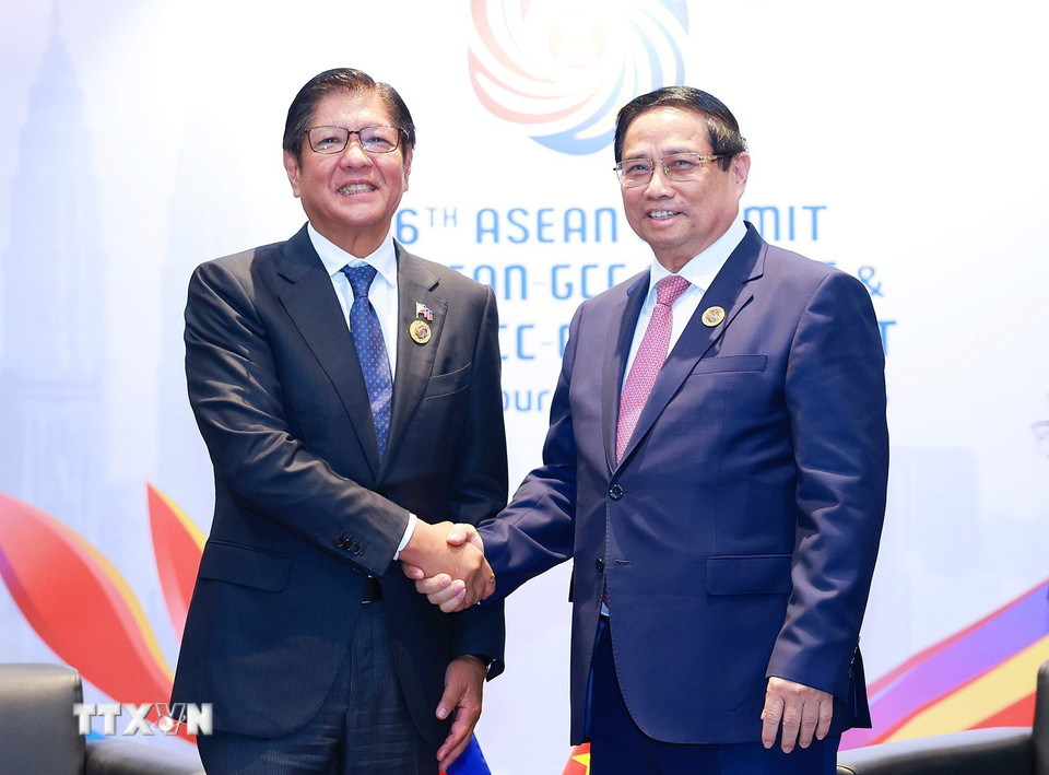 Thủ tướng Phạm Minh Chính gặp Tổng thống Philippines Ferdinand Marcos Jr.. (Ảnh: Dương Giang/TTXVN)