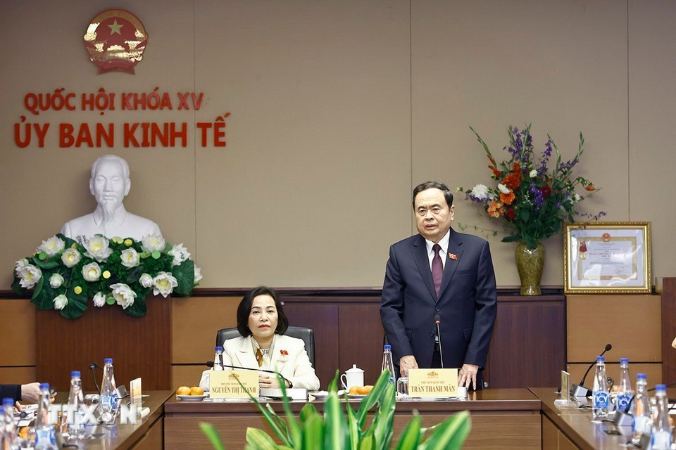 Chủ tịch Quốc hội Trần Thanh Mẫn phát biểu. (Ảnh: Doãn Tấn/TTXVN)