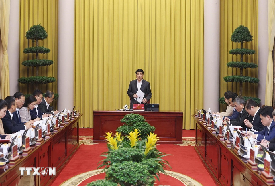 Chủ tịch nước Lương Cường phát biểu chỉ đạo. (Ảnh: Lâm Khánh/TTXVN)