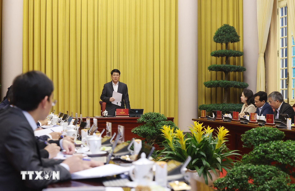 Chủ tịch nước Lương Cường phát biểu chỉ đạo. (Ảnh: Lâm Khánh/TTXVN)