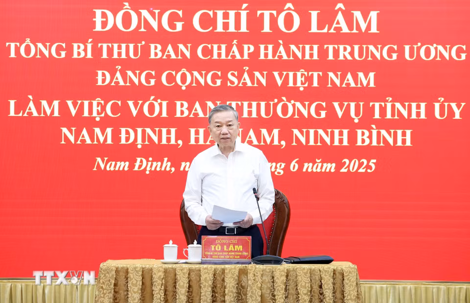 Tổng Bí thư Tô Lâm chủ trì buổi làm việc. (Ảnh: Thống Nhất/TTXVN)