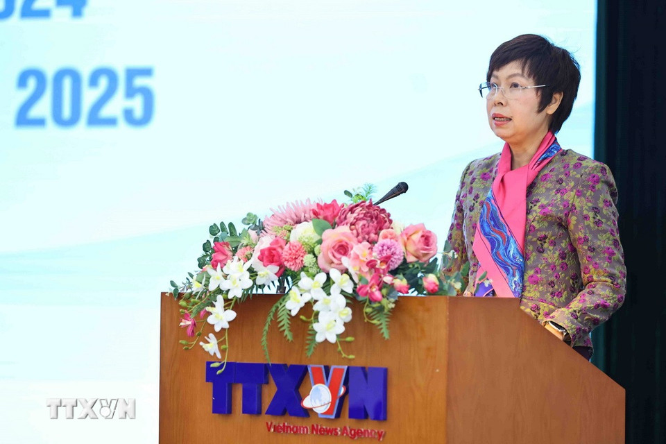 Tổng Giám đốc Thông tấn xã Việt Nam Vũ Việt Trang chủ trì hội nghị. (Ảnh: Minh Đức/TTXVN)