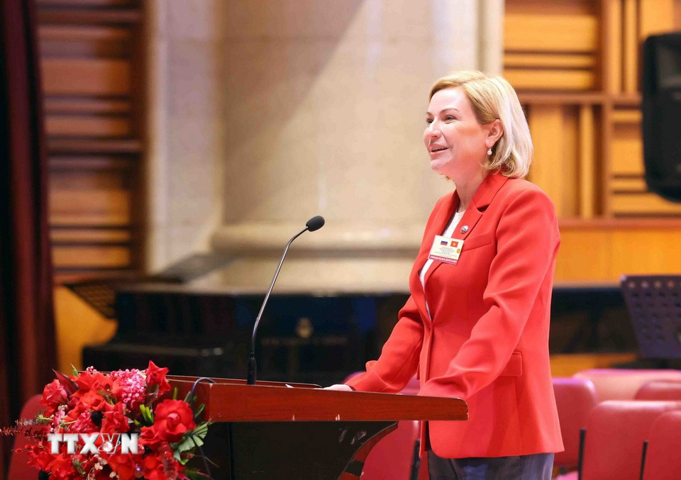 Bộ trưởng Bộ Văn hóa Liên bang Nga Olga Borisovna Lyubimova phát biểu. (Ảnh: Phạm Kiên/TTXVN)