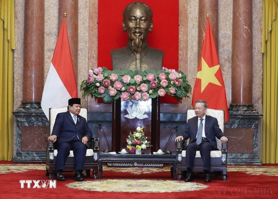 Tổng Bí thư, Chủ tịch nước Tô Lâm tiếp Tổng thống đắc cử Cộng hòa Indonesia Prabowo Subianto sang thăm và làm việc tại Việt Nam (Hà Nội, 13/9/2024). (Ảnh: Lâm Khánh/TTXVN)
