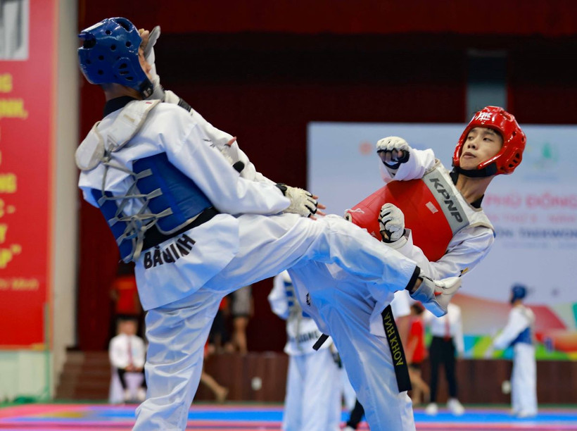Thi đấu đối kháng môn Taekwondo. (Ảnh minh họa. Thanh Tùng/TTXVN)