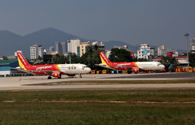 Trong ảnh: Máy bay của Hãng hàng không Vietjet tại sân bay Đà Nẵng. (Ảnh: Ngọc Hà/TTXVN)