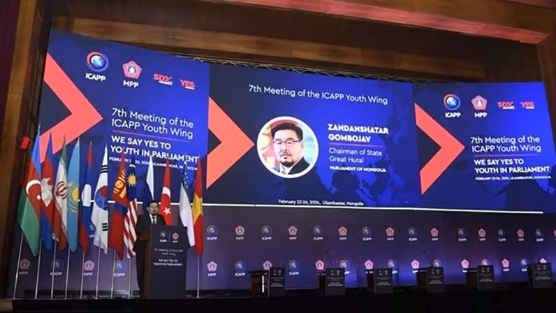 Cuộc gặp Tổ chức Thanh niên ICAPP lần thứ 7 do Đảng Nhân dân Mông Cổ cầm quyền đăng cai tổ chức. (Nguồn: AKIpress News Agency)