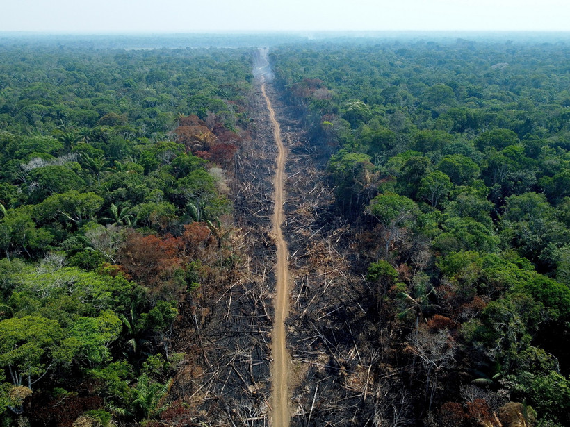 Khoảng rừng Amazon bị đốt phá tại Humaita, bang Amazonas, Brazil. (Ảnh: AFP/TTXVN)