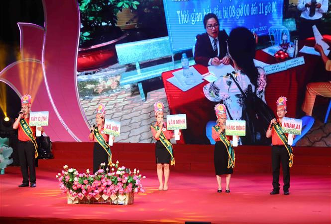 Hội thi Hòa giải viên giỏi Toàn quốc lần thứ IV - Vòng thi toàn quốc. (Ảnh: Phạm Kiên/TTXVN)