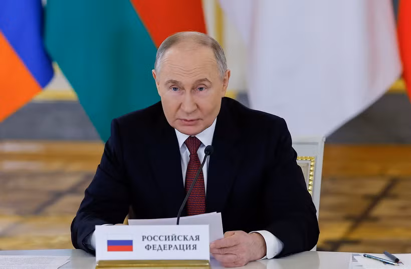 Tổng thống Nga Vladimir Putin phát biểu tại thủ đô Moskva ngày 8/5. (Ảnh: AFP/TTXVN)