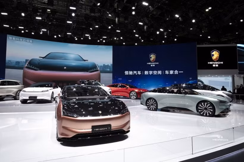 Các mẫu xe điện của Evergrande NEV. (Ảnh: Caixin) 