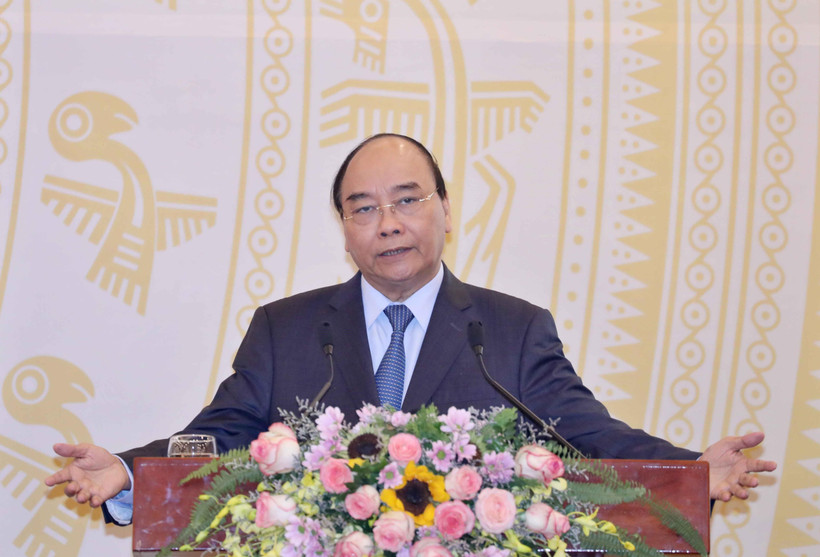 Thủ tướng Nguyễn Xuân Phúc phát biểu chỉ đạo tại hội nghị. (Ảnh: Thống Nhất/TTXVN)
