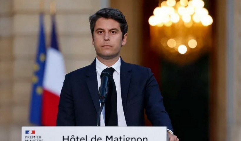 Thủ tướng Pháp Gabriel Attal phát biểu sau khi kết quả sơ bộ cuộc bầu cử Quốc hội Pháp vòng 2 được công bố, tại Paris ngày 7/7/2024. Ảnh: Getty Images/TTXVN