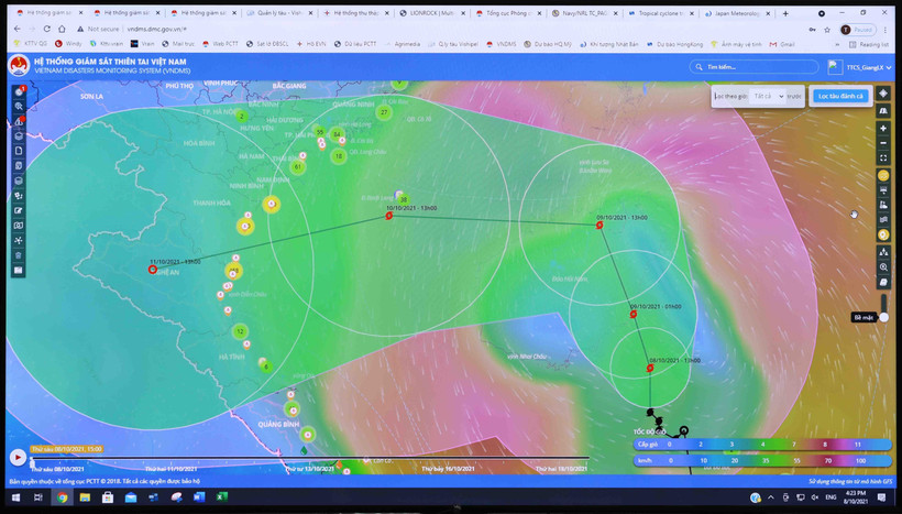 Sơ đồ đường đi của cơn bão số 7. (Ảnh: TTXVN)