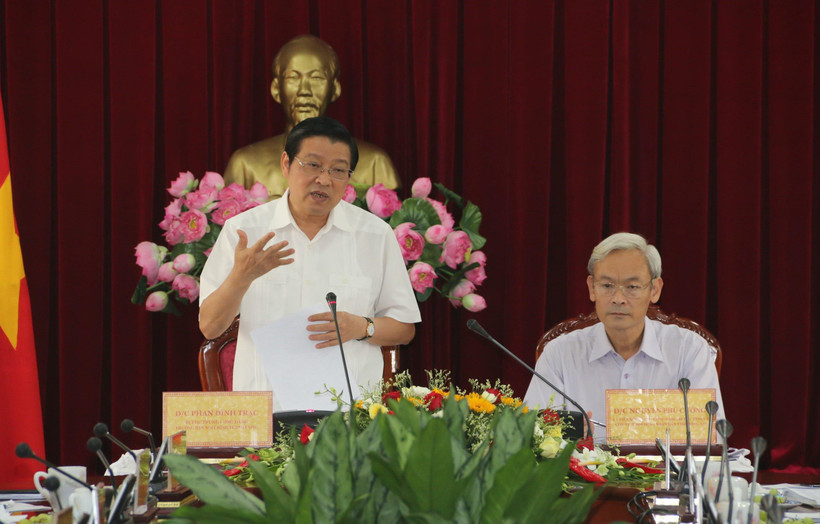 Bí thư Trung ương Đảng, Trưởng Ban Nội chính Trung ương Phan Đình Trạc phát biểu tại buổi làm việc với Ban Thường vụ Tỉnh ủy Đồng Nai. (Ảnh: Sỹ Tuyên/TTXVN)