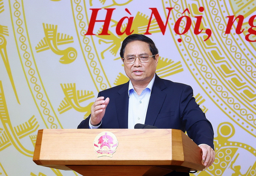 Thủ tướng Phạm Minh Chính chủ trì hội nghị. (Ảnh: Dương Giang/TTXVN)