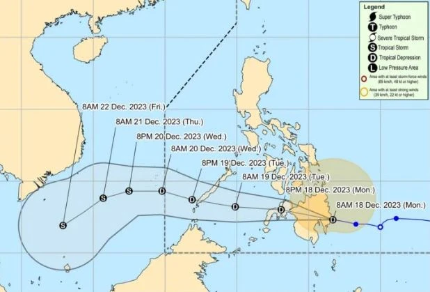 Hướng đi của cơn bão. (Nguồn: cebudailynews)