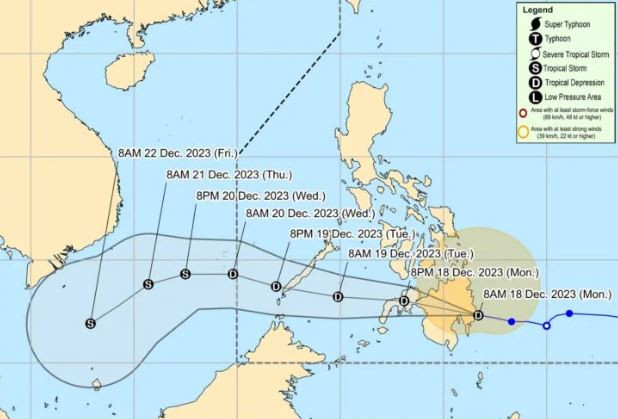 Hướng đi của cơn bão. (Nguồn: cebudailynews)
