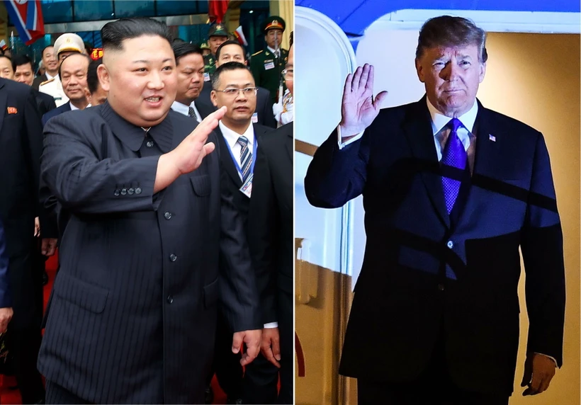 Tổng thống Mỹ Donald Trump (phải) và Chủ tịch Triều Tiên Kim Jong-un (trái) tới Việt Nam để dự Hội nghị thượng đỉnh Mỹ-Triều lần hai, ngày 6/2/2019. (Ảnh: Yonhap/TTXVN)