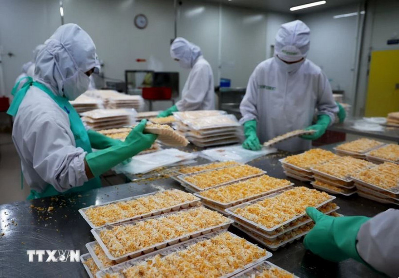 Đóng gói sản phẩm thủy sản xuất khẩu. (Ảnh minh họa. Hồng Đạt/TTXVN)