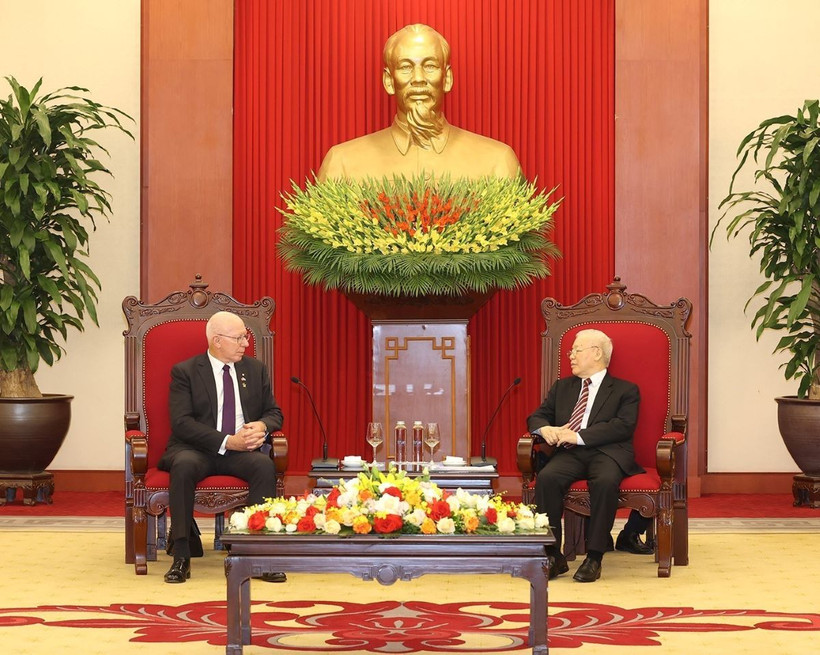 Tổng Bí thư Nguyễn Phú Trọng tiếp Toàn quyền Australia David Hurley thăm cấp Nhà nước Việt Nam năm 2023. (Ảnh: Trí Dũng/TTXVN)