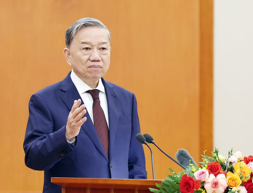 Tổng Bí thư Tô Lâm phát biểu. (Ảnh: Thống Nhất/TTXVN)