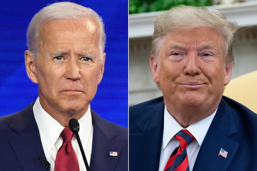 Tổng thống Mỹ Donald Trump (phải) và cựu Phó Tổng thống Mỹ Joe Biden. (Ảnh: AFP/TTXVN) 