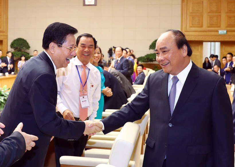 Thủ tướng Nguyễn Xuân Phúc tiếp Hội Doanh nghiệp tư nhân Việt Nam. (Ảnh: Thống Nhất/TTXVN)