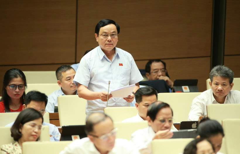 Đại biểu Quốc hội tỉnh Quảng Trị Hoàng Đức Thắng phát biểu ý kiến. (Ảnh: Doãn Tấn/TTXVN)