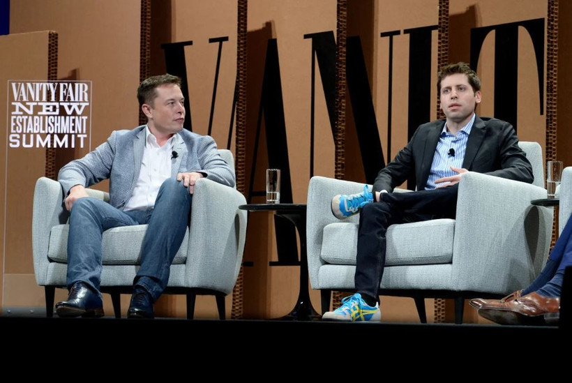 Tỷ phú Elon Musk và CEO Sam Altman. (Nguồn: Getty Images)
