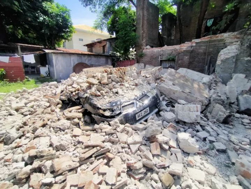 Cảnh đổ nát một sau trận động đất tại Philippines. (Ảnh: AFP/TTXVN)